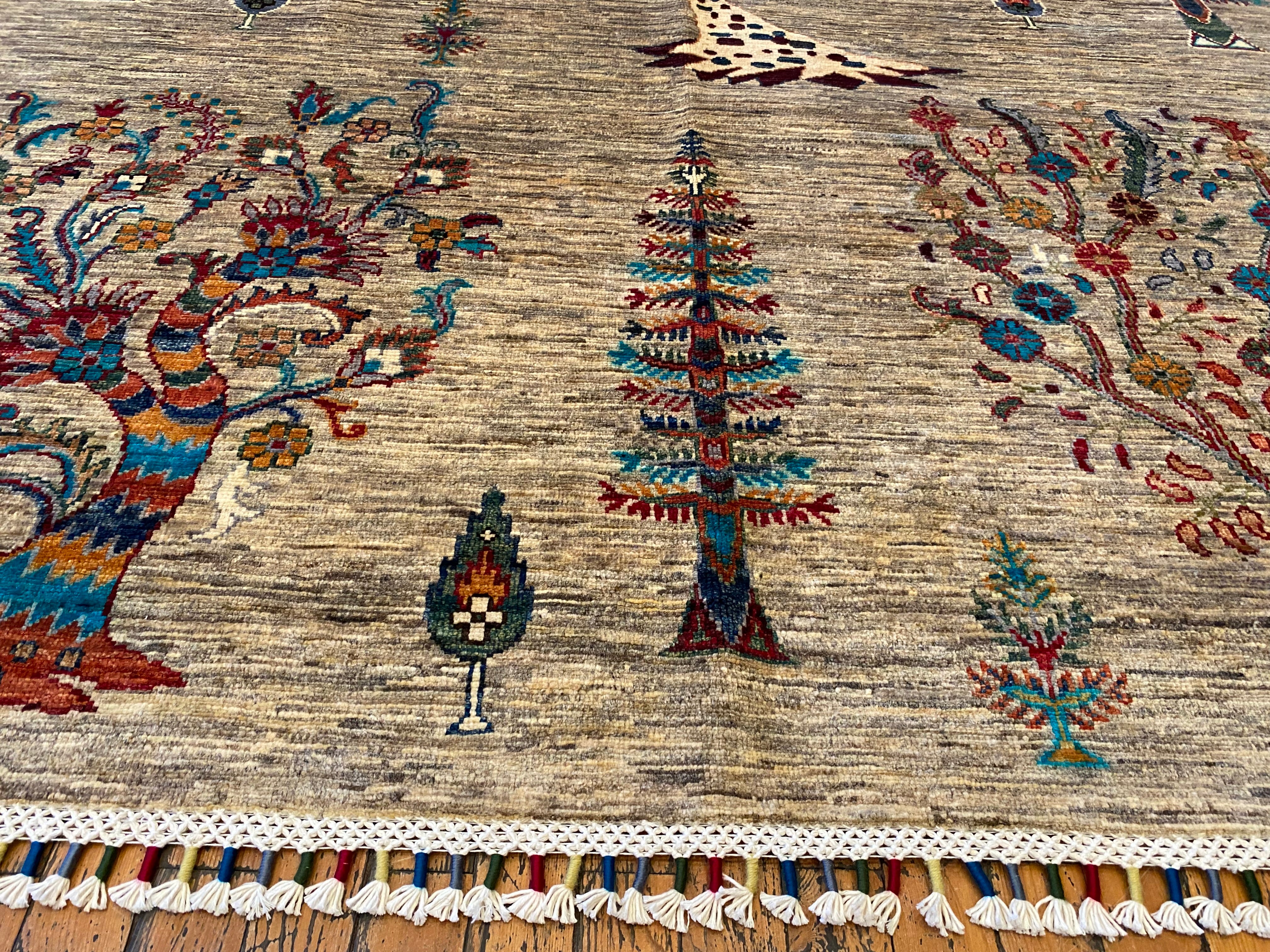 5x8ft Rustic Tree of Life Handmade Carpet